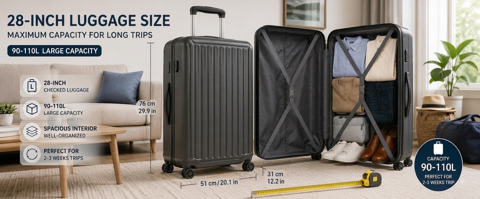 lightweight large suitcase