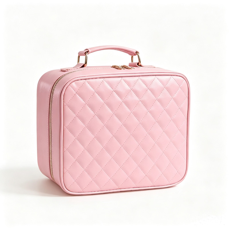 Travel makeup case with led mirror